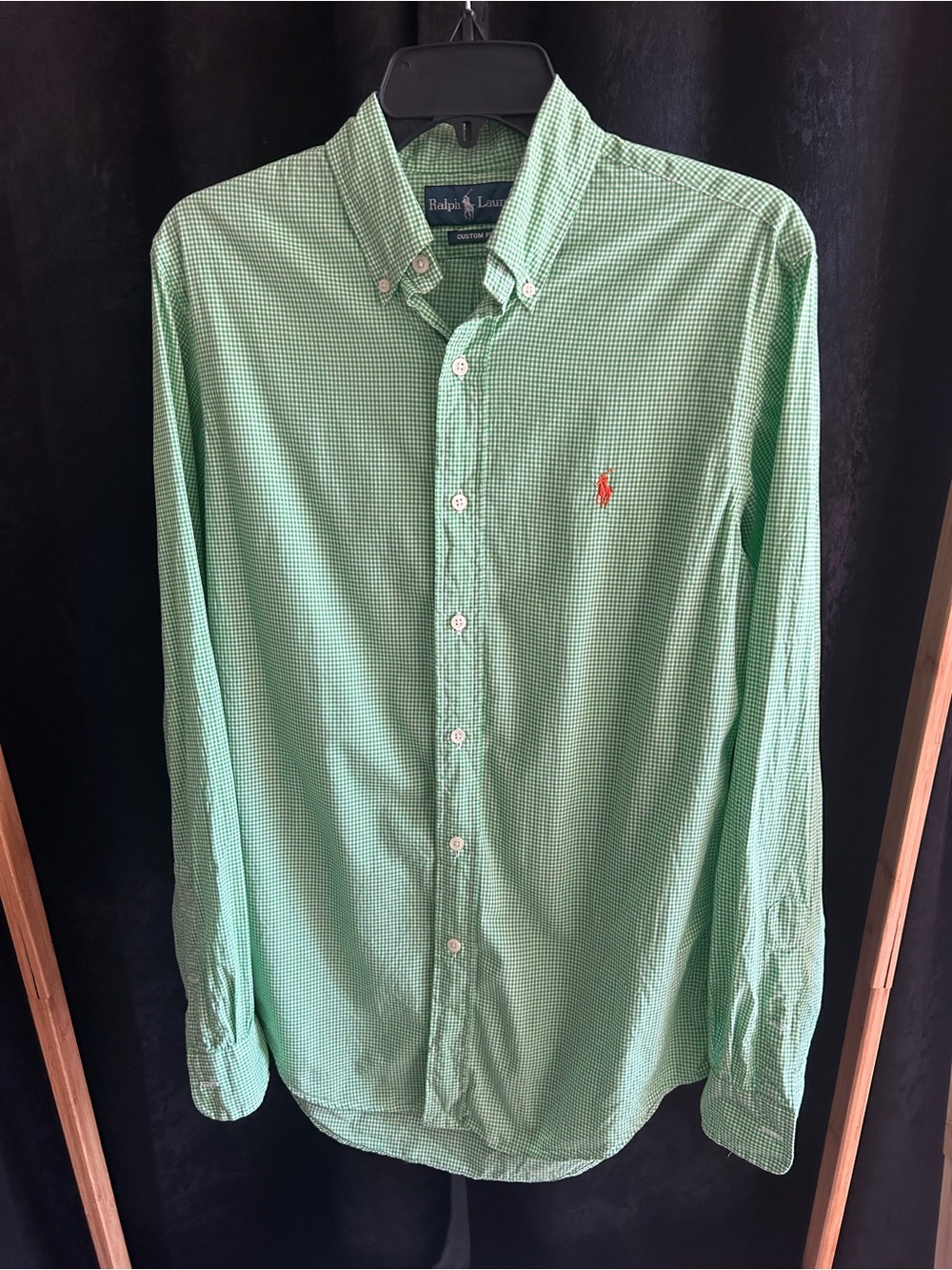 Ralph Lauren Light Green Gingham Button-Down Shirt